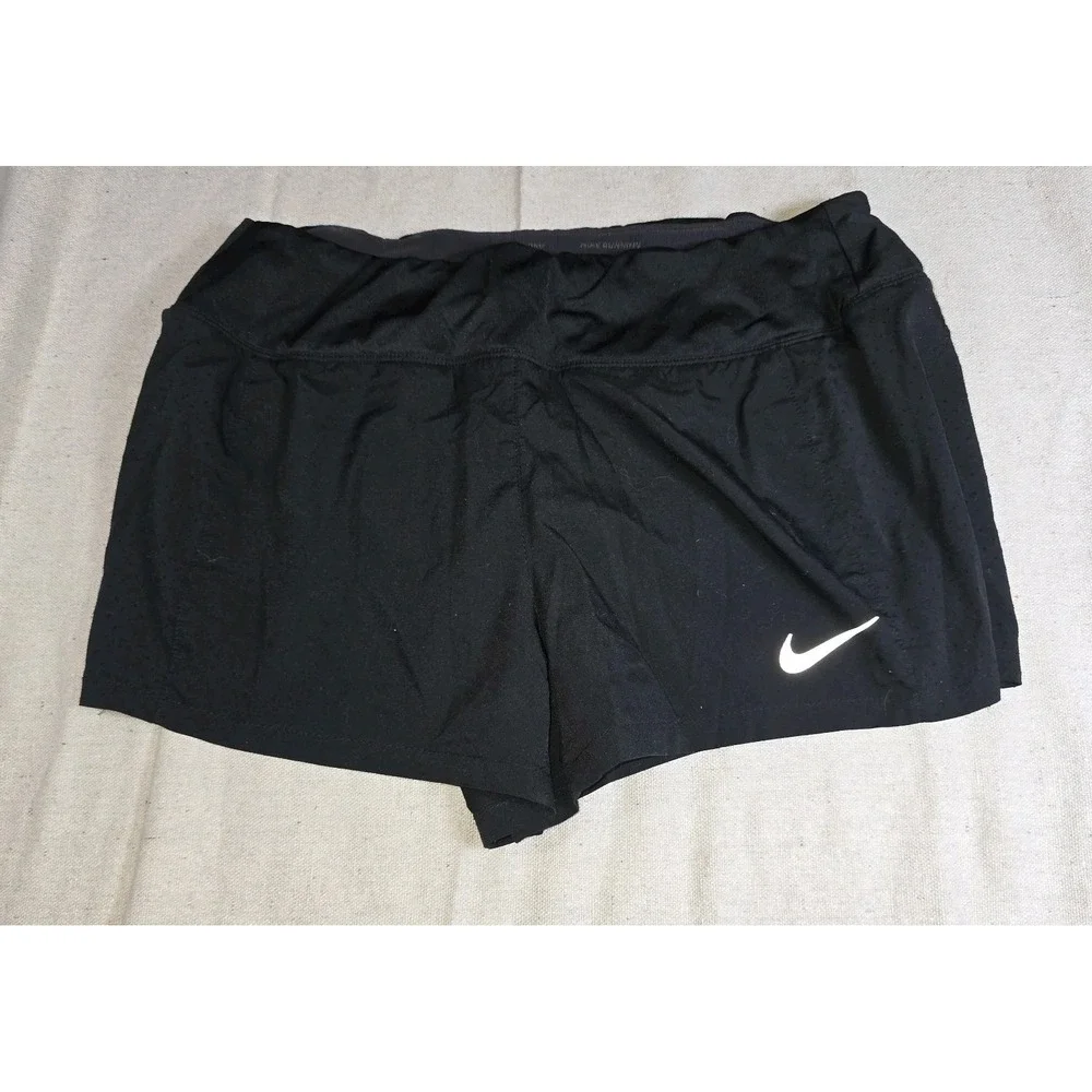 Nike Black running Shorts lined zip pocket medium gym yoga womens